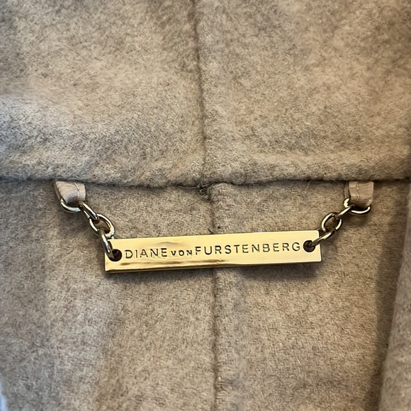 Diane von Furstenberg Jenna Reversible Wool Wrap Coat - Taupe/Oatmeal - Picture 8 of 8